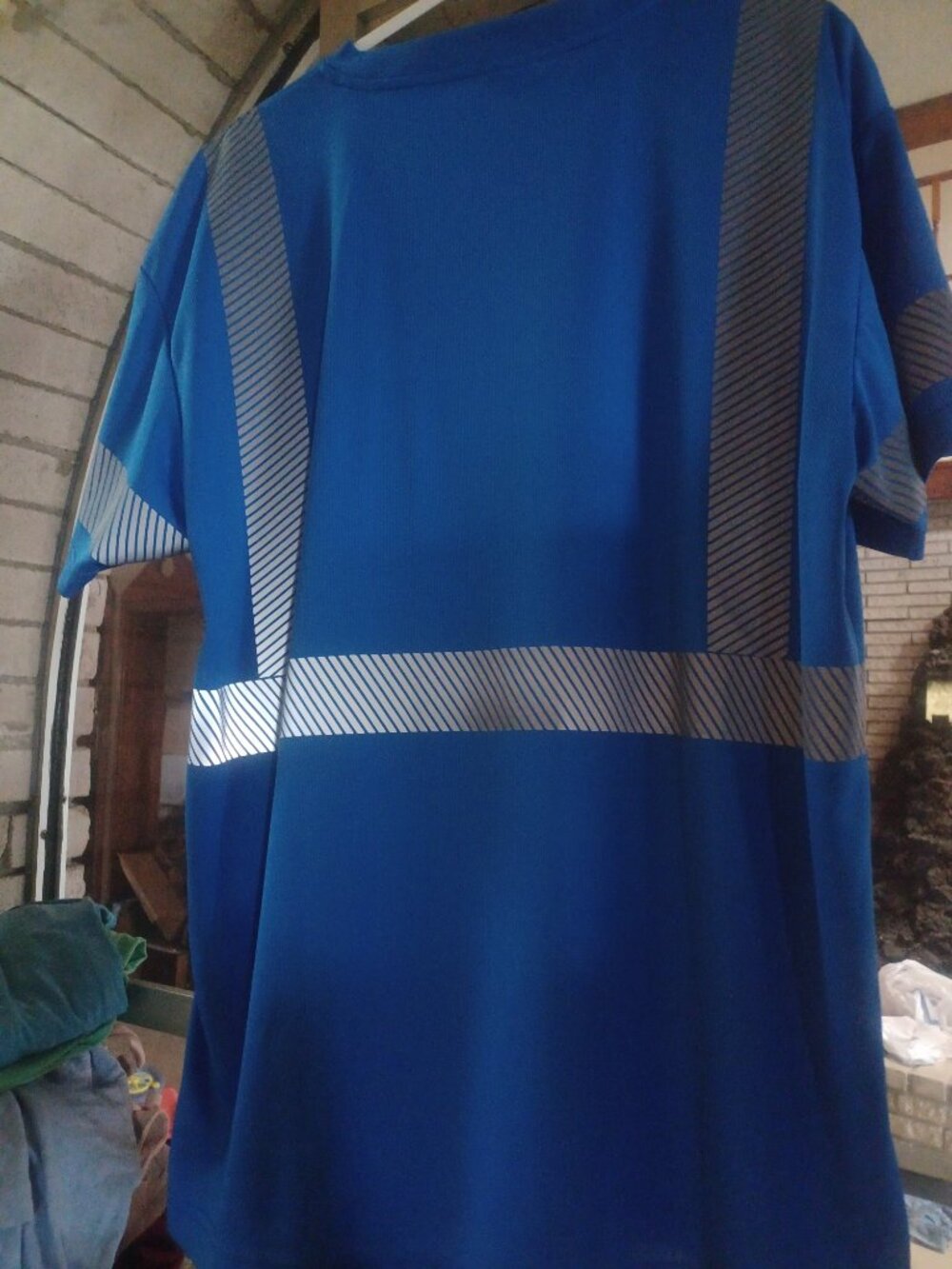 Fonirra Men's Reflecting Safety Short Sleeve Pocket Tee NWOT XL Blue Black Silve - Picture 2 of 6